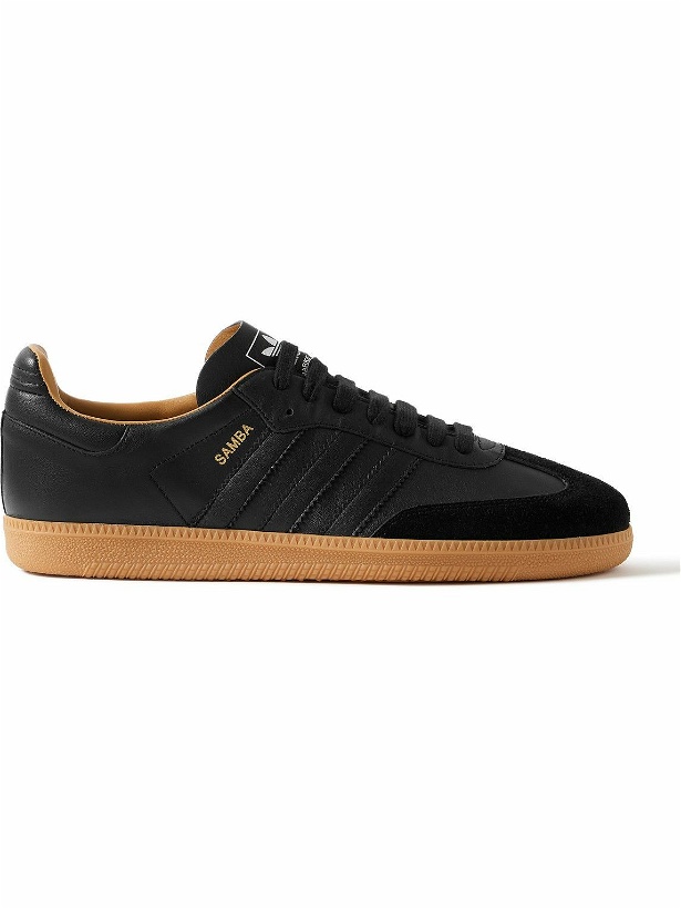 Photo: adidas Originals - Samba OG Suede-Trimmed Leather Sneakers - Black