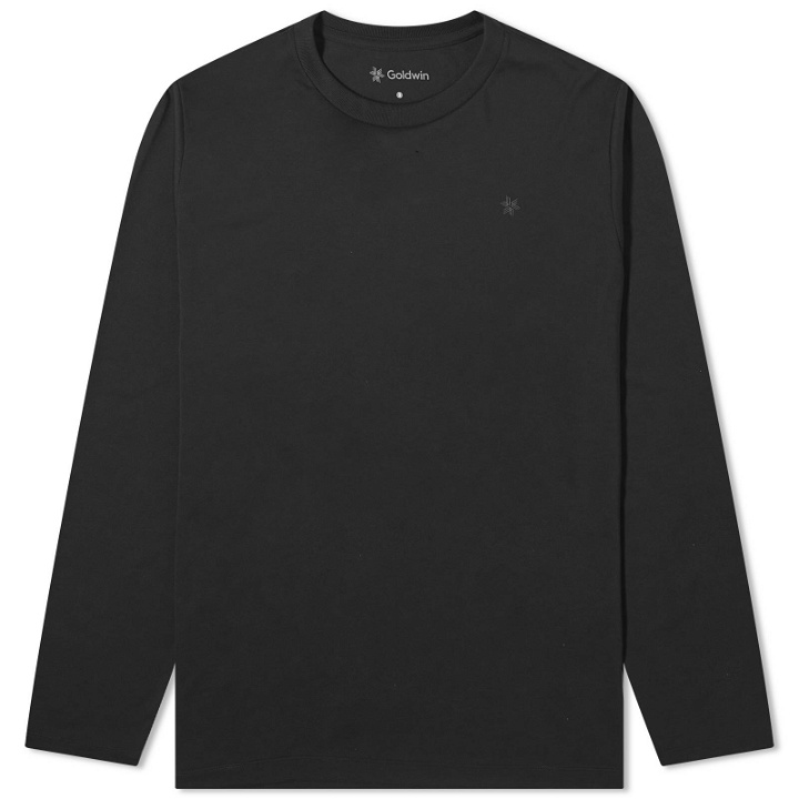 Photo: Goldwin Men's Peak-motif Long Sleeve T-shirt in Black