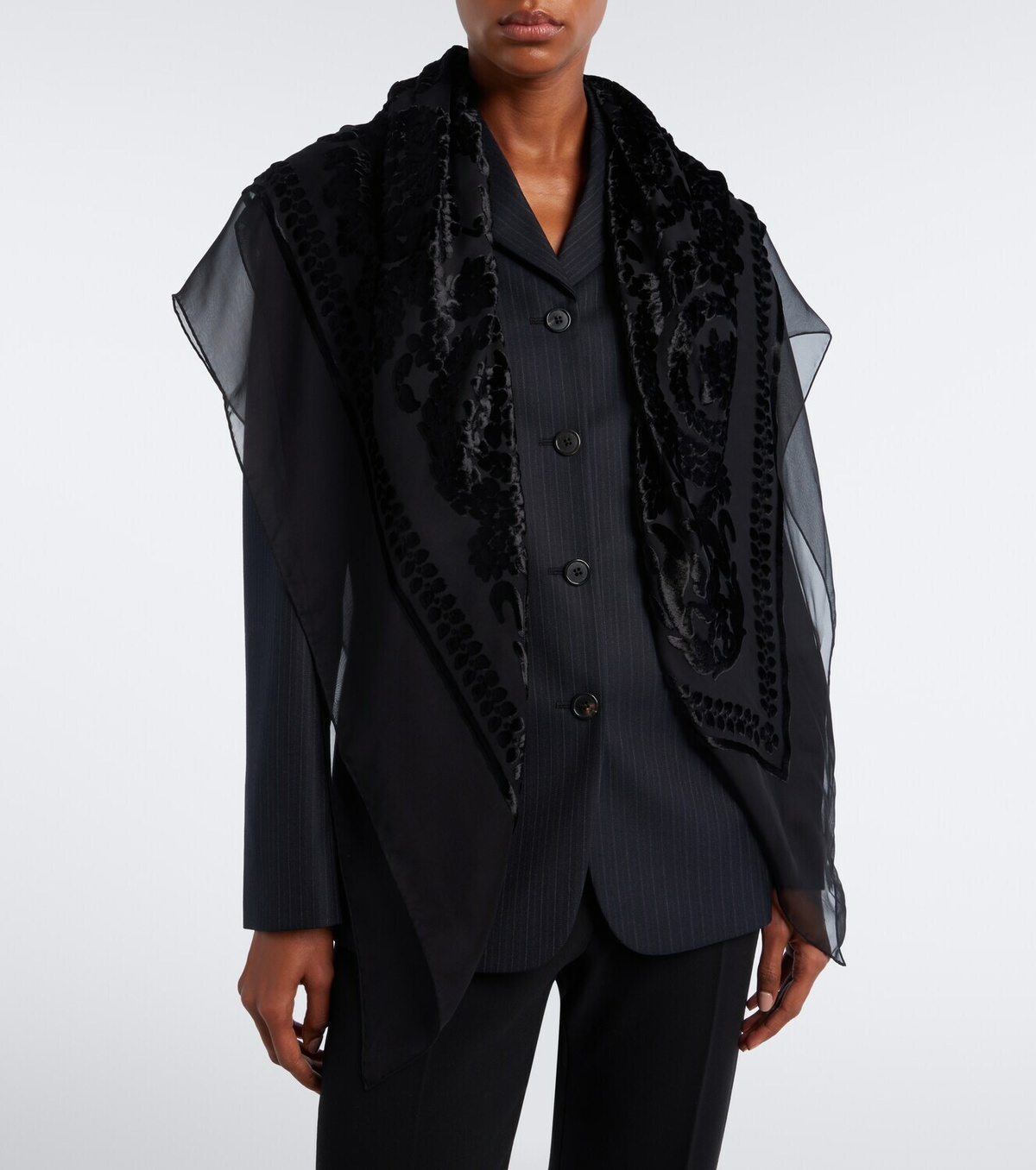 The Row Mitaf floral velvet devoré scarf