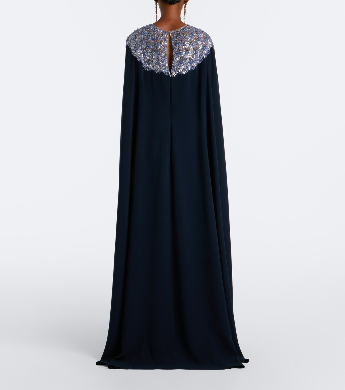 Oscar de la Renta Embellished caped silk-blend gown