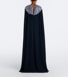 Oscar de la Renta Embellished caped silk-blend gown