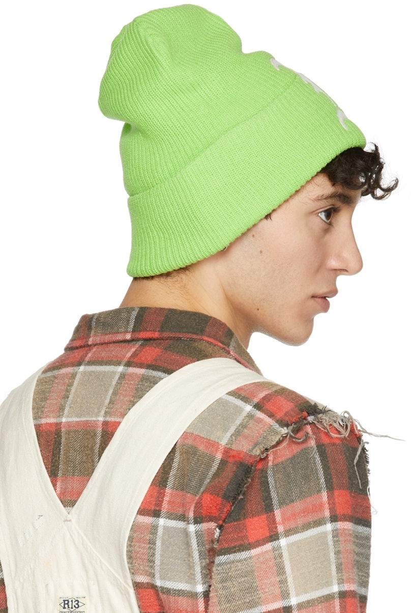 R13 Lime Green Beanie R13 Summer Beanie in Neon Green | FWRD main image 4