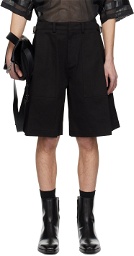 System Black Pleated Shorts