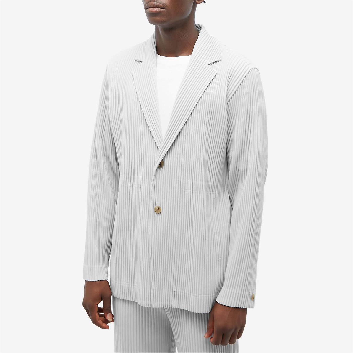 Homme Plissé Issey Miyake Men's Pleated Single Breasted Jacket in 