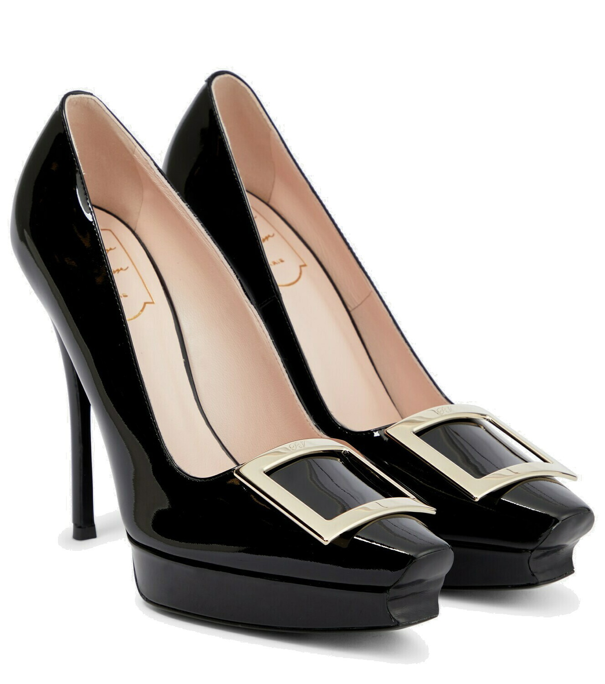 Roger Vivier Patent leather Square Plate Heel pumps black 37