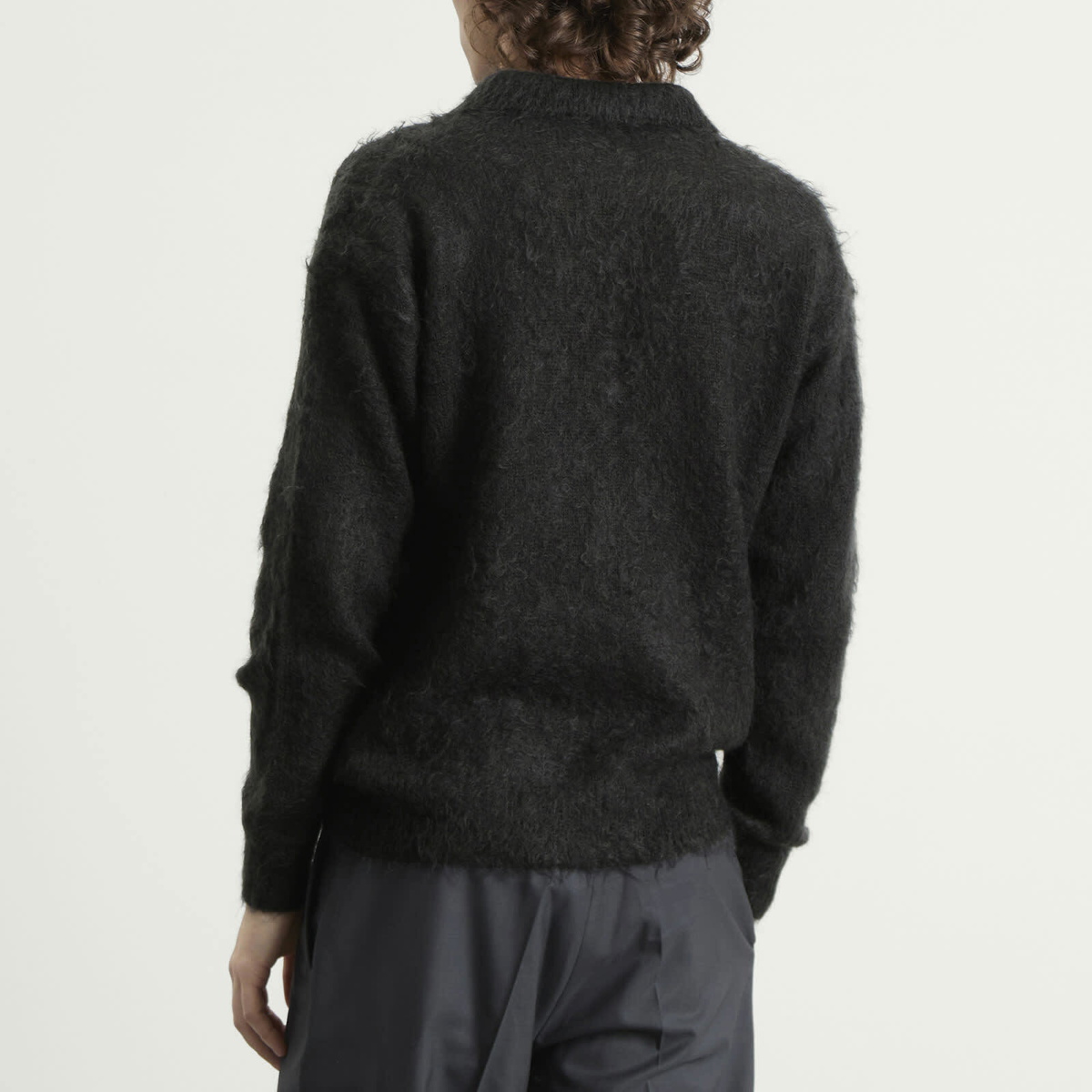 Auralee Men's Super Kid Mohair Polo in Ink Black