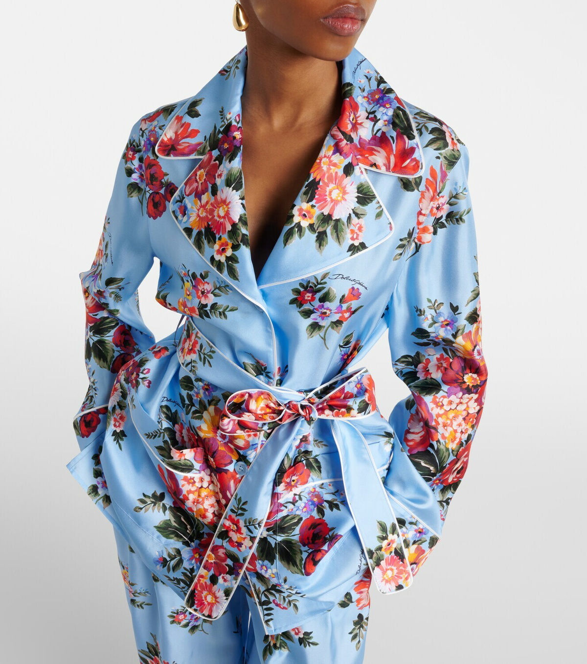 Dolce&Gabbana Floral belted silk blouse