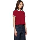 Versace Red & White Embroidered Cotton Piqué Polo