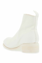 GUIDI unisex white horse and calf leather boots with elegant side zip White