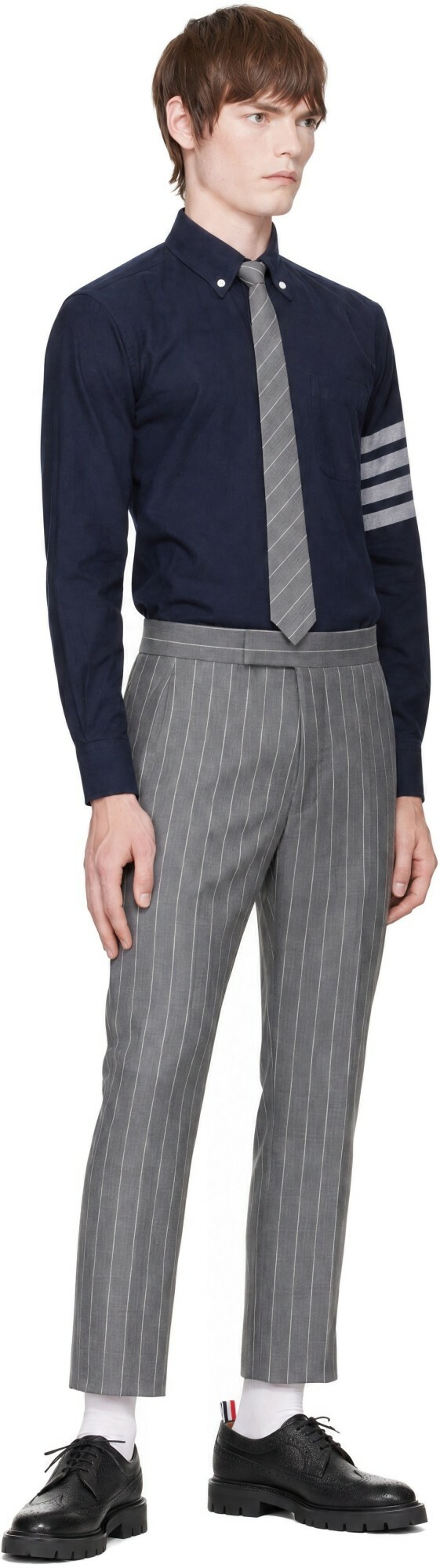 Thom Browne Navy Flannel 4-Bar Shirt