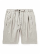 Massimo Alba - Kevin Straight-Leg Cotton-Blend Canvas Drawstring Shorts - Neutrals