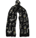 Fendi - Printed Silk and Wool-Blend Scarf - Men - Black