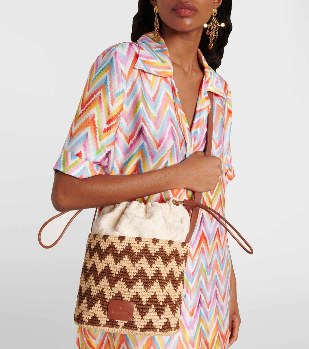 Missoni Zigzag Medium raffia bucket bag Missoni