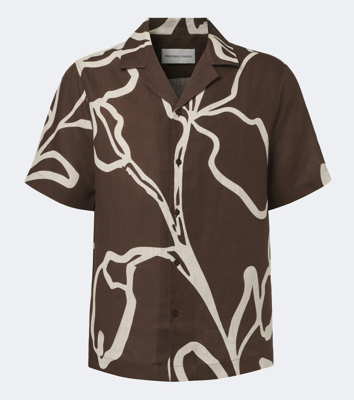 Frescobol Carioca Printed linen bowling shirt
