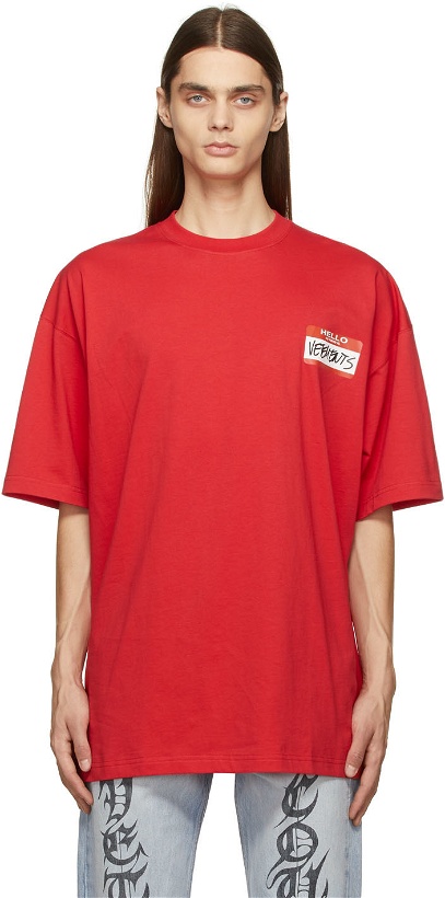 Photo: VETEMENTS Red 'My Name Is' T-Shirt