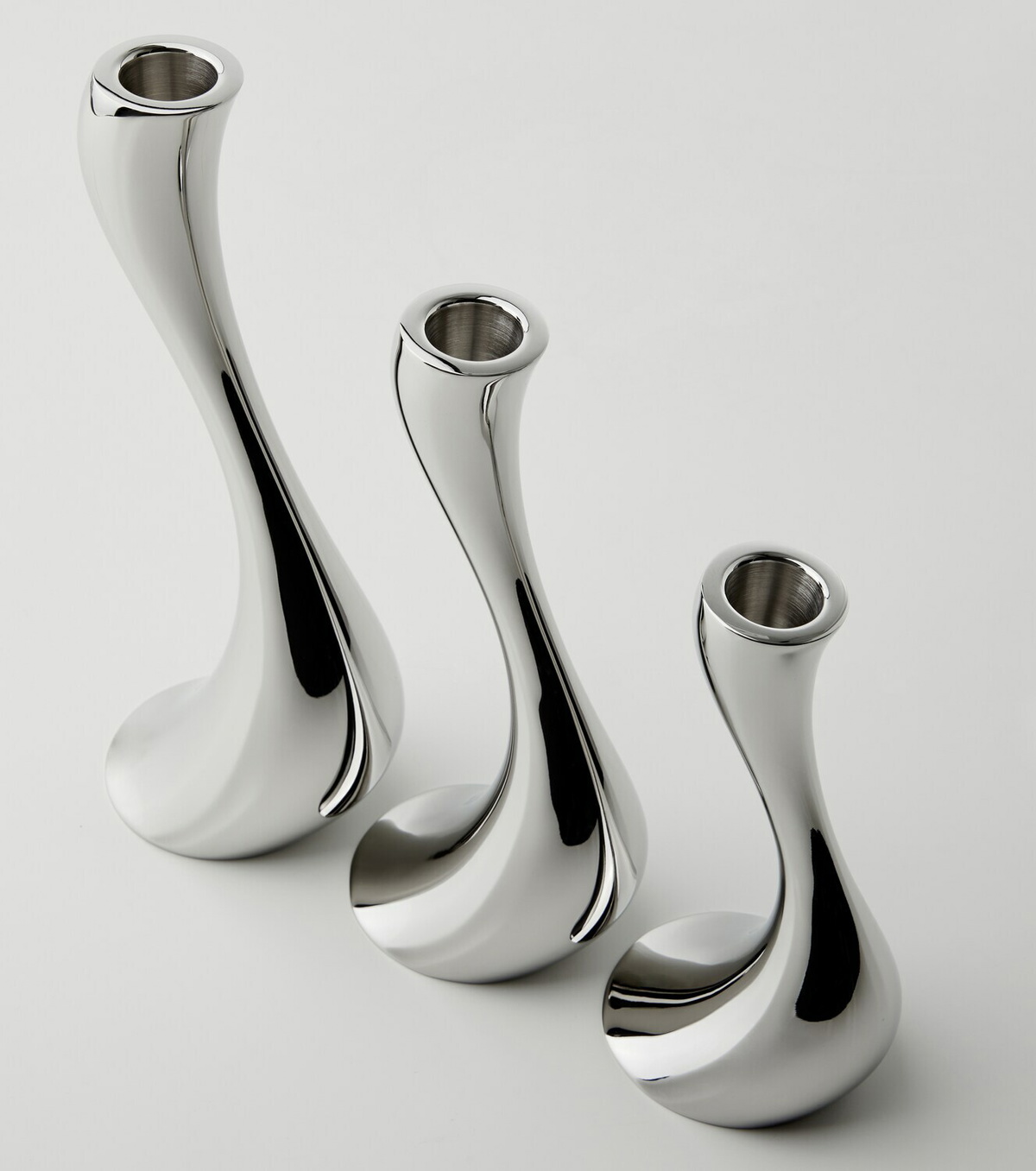 Georg Jensen Cobra set of 3 stainless steel candle holders by Constantin Wortmann
