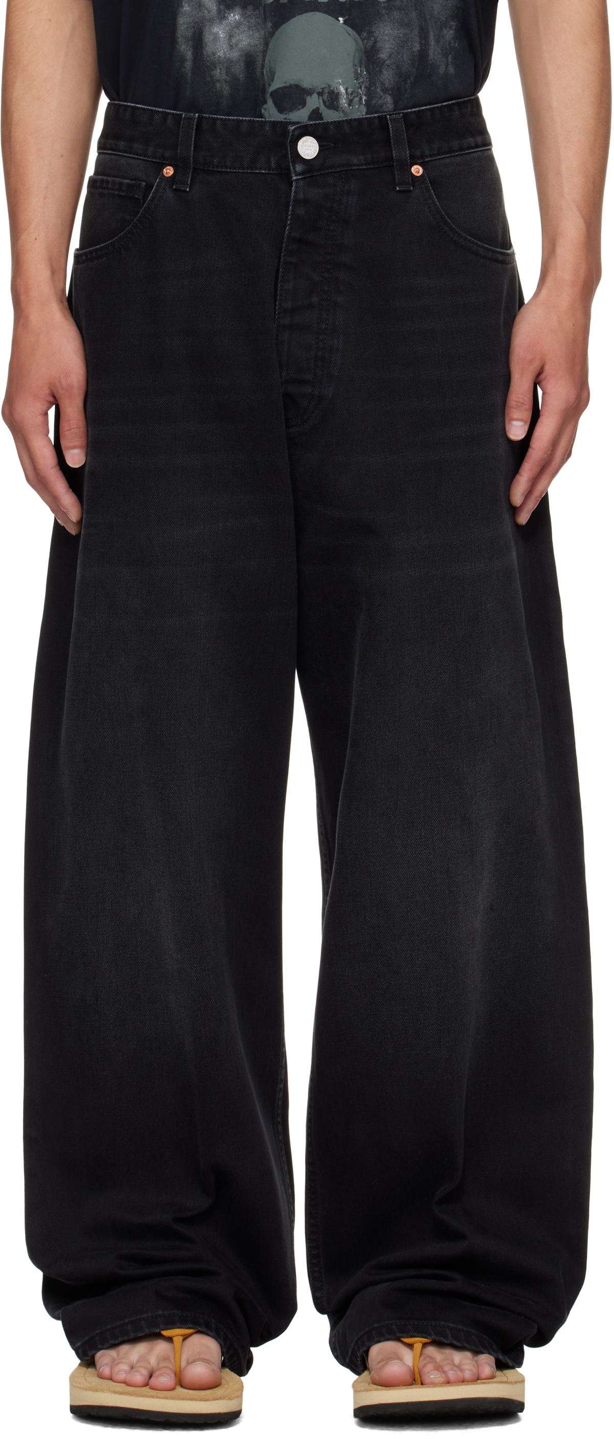VETEMENTS Black Painted Anarchy Reworked Jeans Vetements