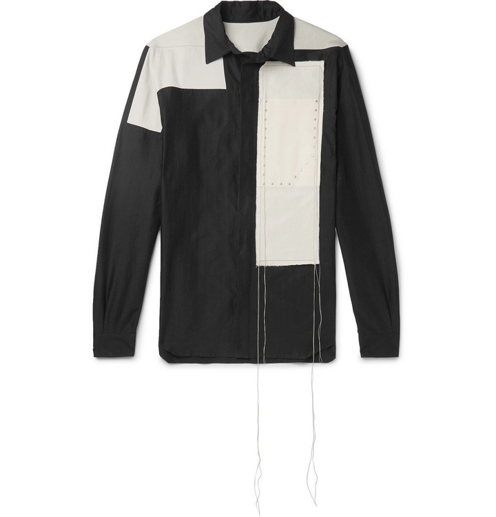 Photo: Rick Owens - Colour-Block Studded Cotton and Silk-Blend Shirt - Men - Black