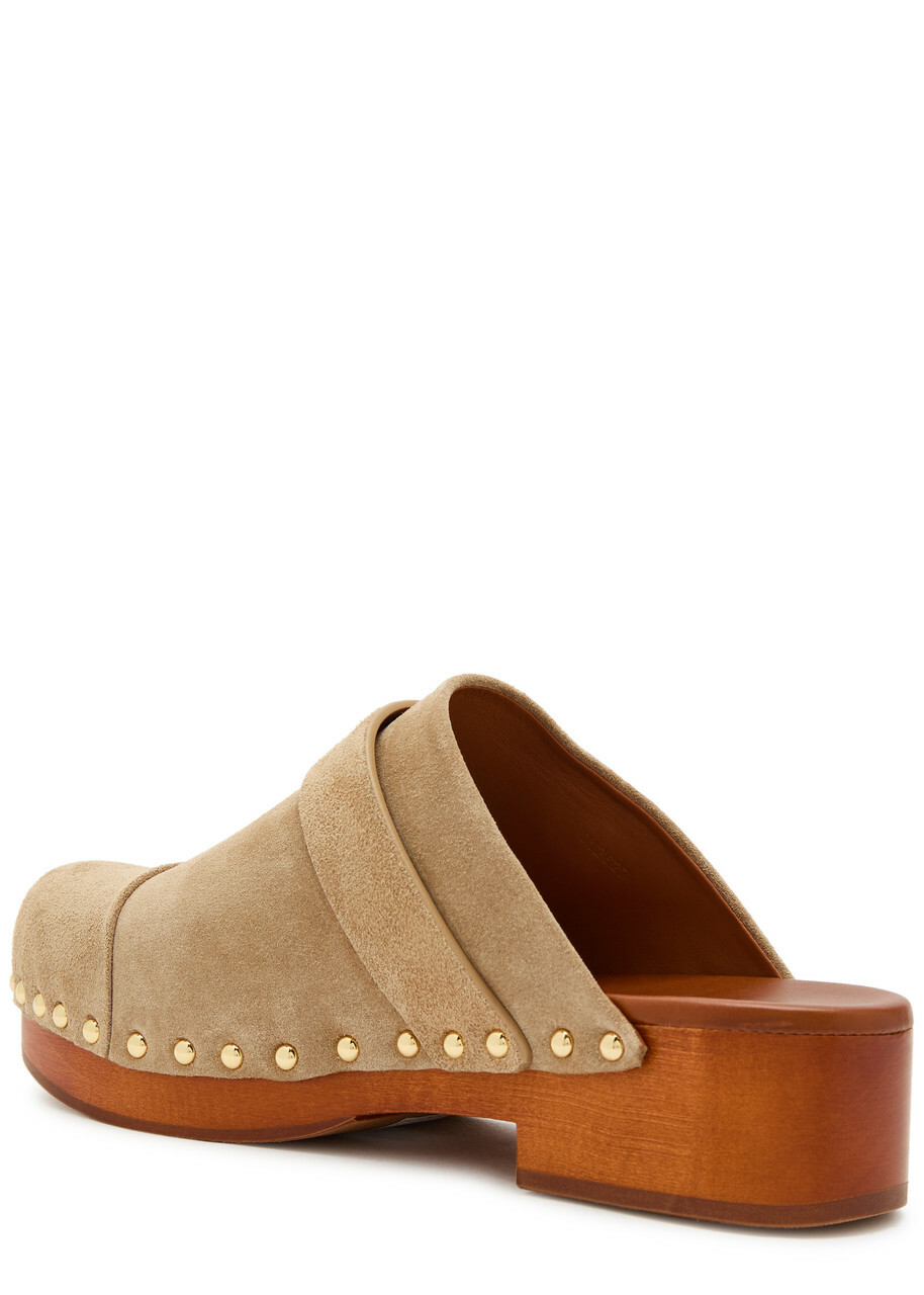 Chloe Jeannette 40 Suede Clogs Beige