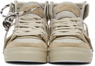 Off-White Beige High Top Vulcanized Leather Sneakers