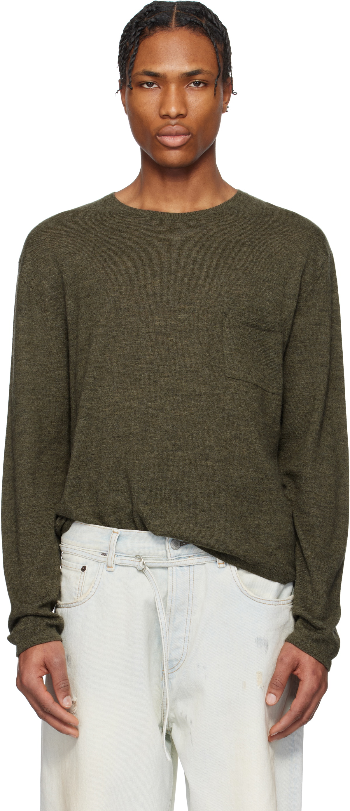 Acne Studios Khaki Crew Neck Cashmere Sweater Acne Studios