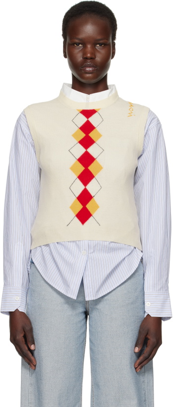 Photo: Marni Off-Whtie Argyle Vest