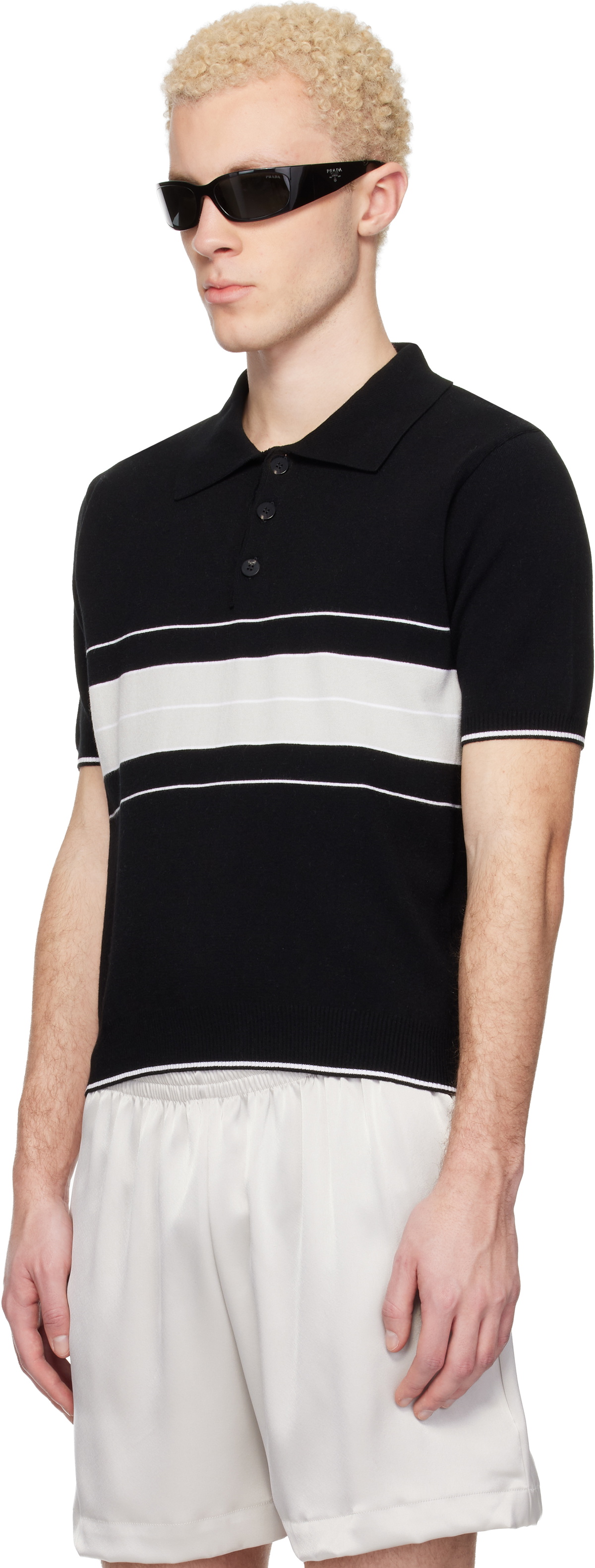 Ernest W. Baker Black & Gray Striped Polo