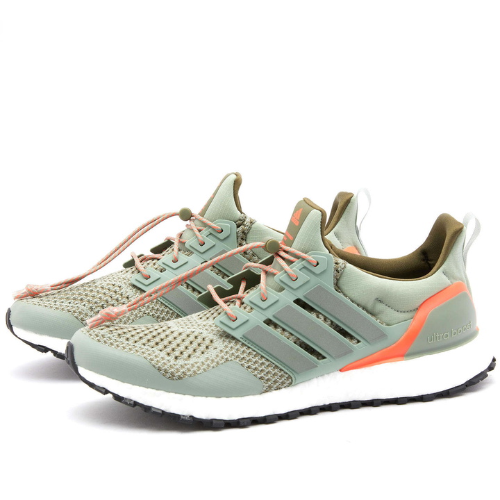 Photo: Adidas Men's Ultraboost 1.0 Sneakers in Silver Green/Olive Strata