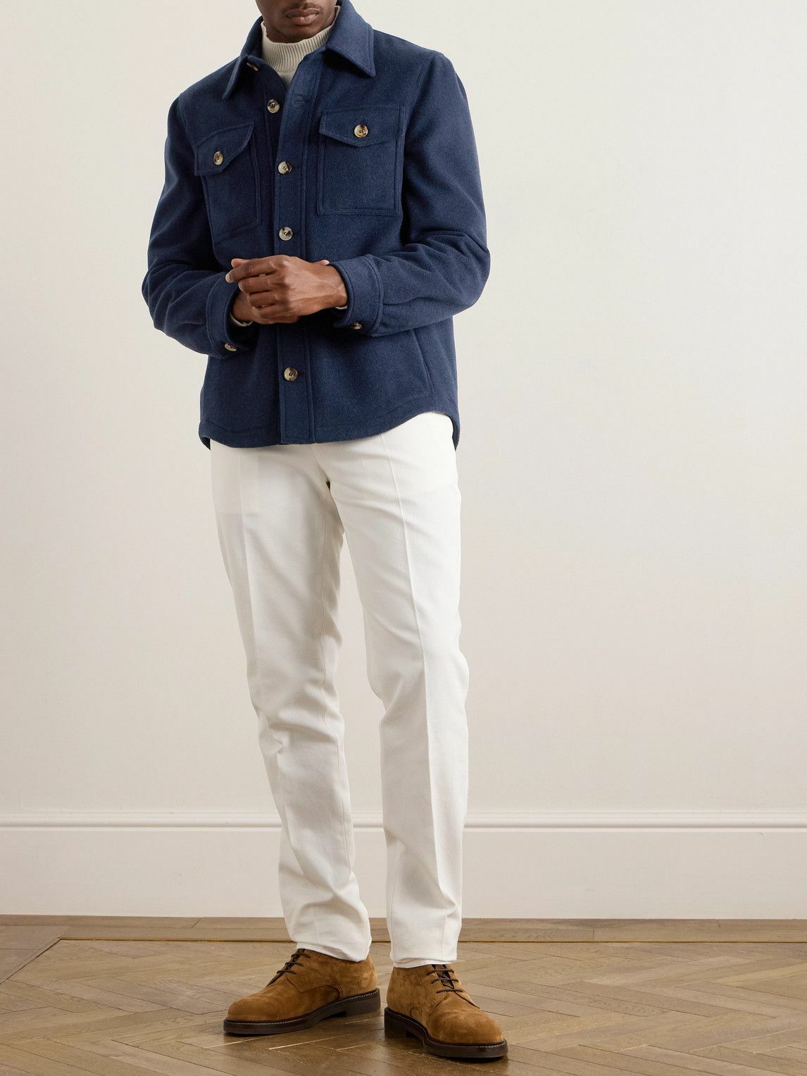 Brunello Cucinelli - Cashmere-Felt Overshirt - Blue Brunello