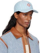 Casablanca Blue Laurel Stripe Logo Patch Cap