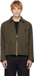 Youth Khaki Loose-Fit Faux-Suede Jacket