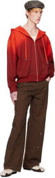 Marine Serre Red Moon Faded Fleece Zipped Hoodie