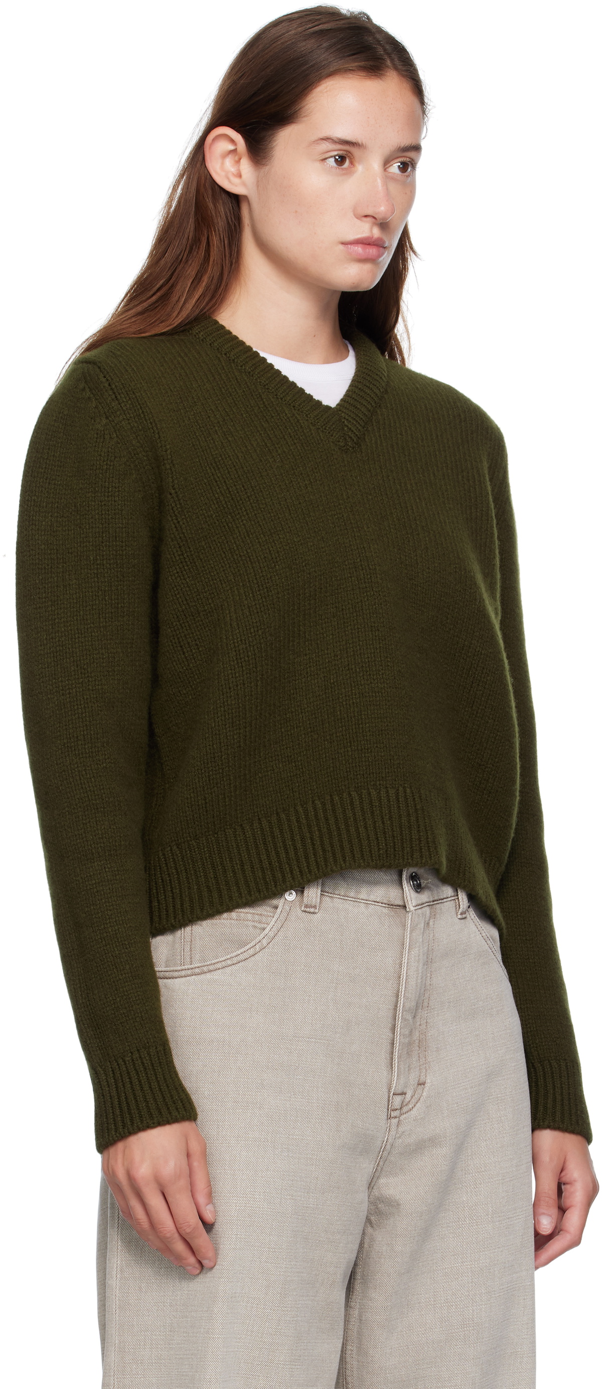 &Daughter Green Glenn V-Neck Sweater