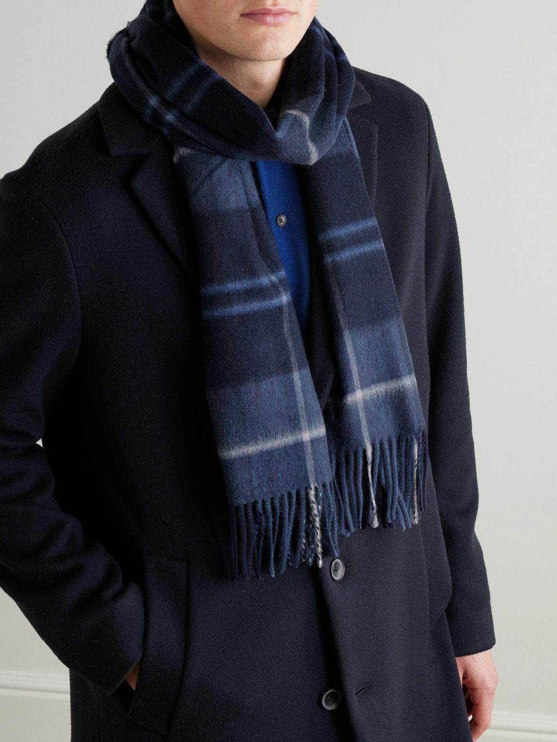Johnstons of Elgin - Fringed Checked Cashmere Scarf