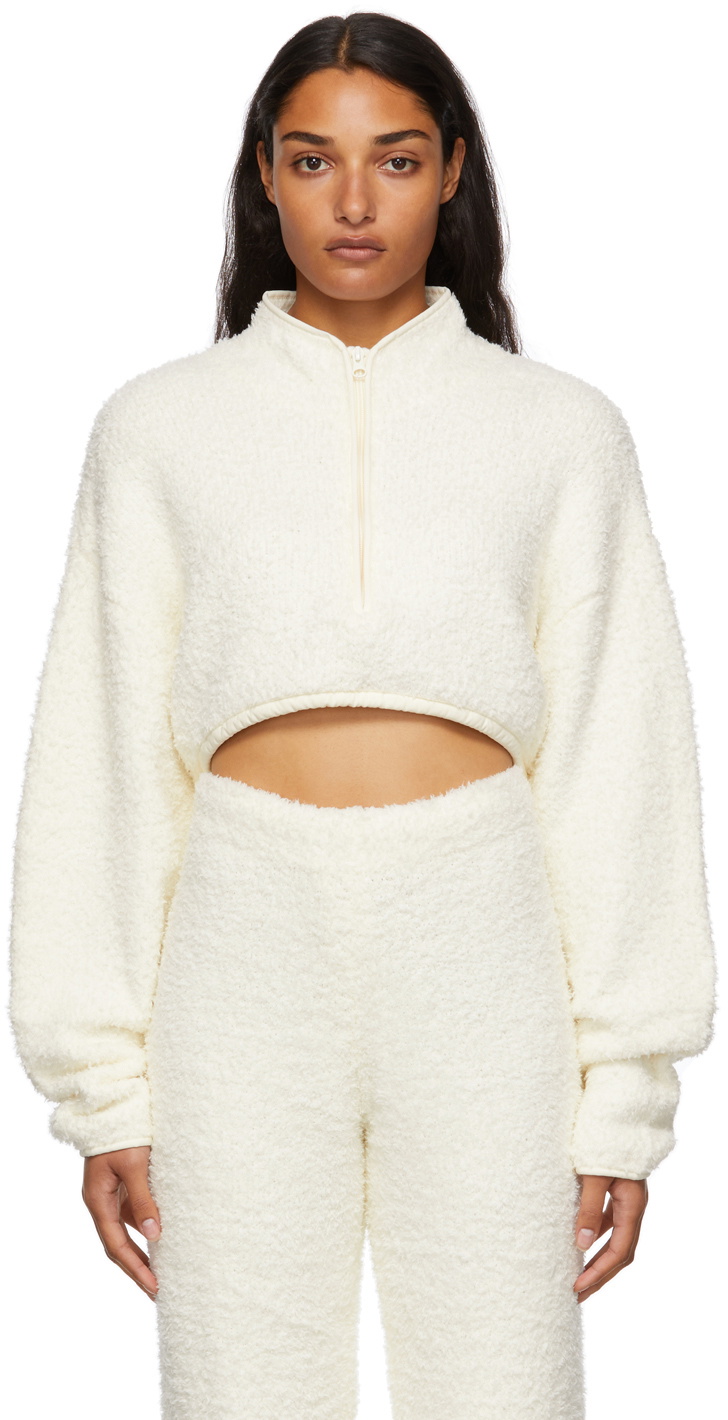 SKIMS Off-White Cozy Knit Cropped Sweater SKIMS