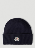 Ribbed Knit Beanie Hat in Blue