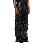 LU'U DAN Black Laser Cut Faux-Leather Trousers