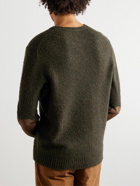 Polo Ralph Lauren - Suede-Trimmed Wool and Cashmere-Blend Sweater - Green