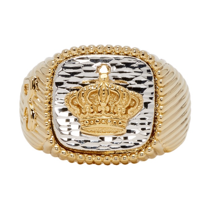 Photo: Dolce and Gabbana Gold and Silver Crown Signet Ring