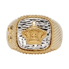 Dolce and Gabbana Gold and Silver Crown Signet Ring