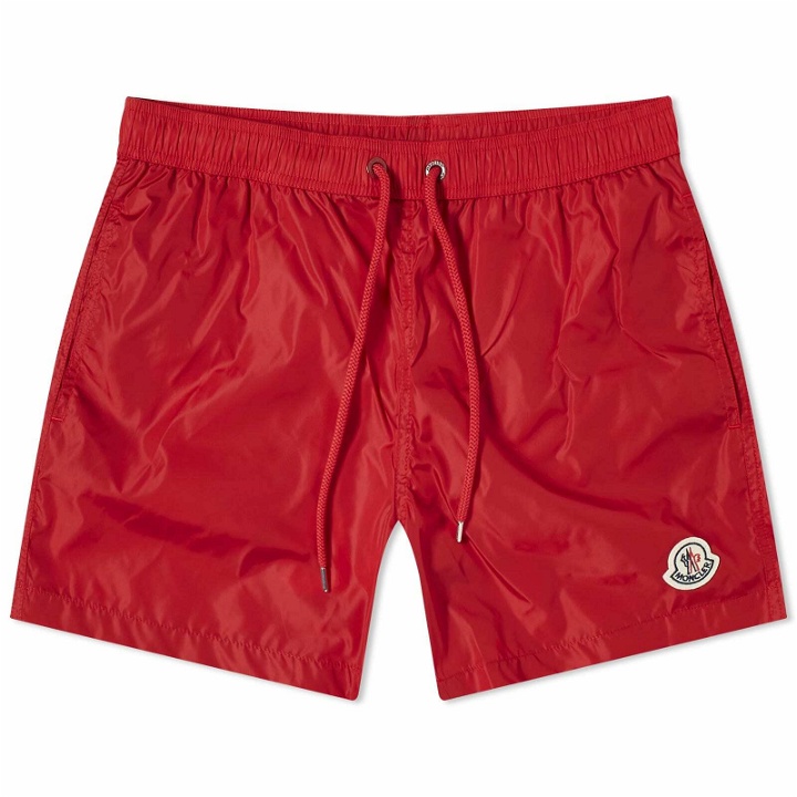 Photo: Moncler Men's Logo Swim Shorts in Red