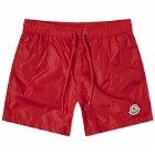 Moncler Men's Logo Swim Shorts in Red