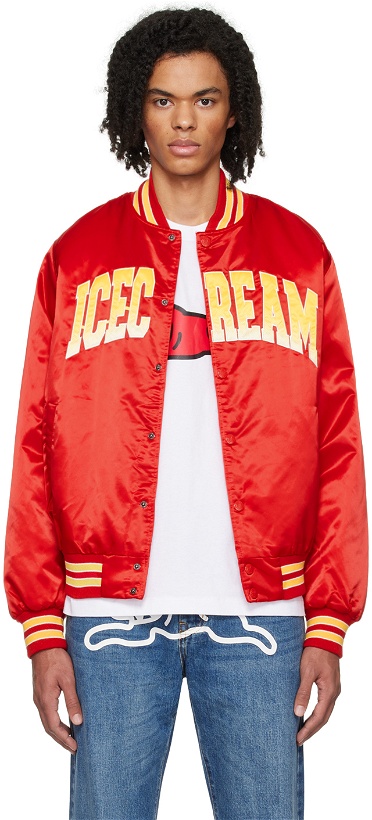 Photo: ICECREAM Red Embroidered Bomber Jacket