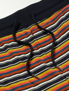 Paul Smith - Logo-Embroidered Striped Stretch-Cotton Jersey Drawstring Shorts - Blue