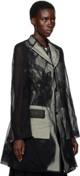 Comme des Garçons Homme Plus Black Nylon Tulle & Cotton Cloth Blazer