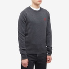 AMI Men's Small A Heart Crew Knit in Heather Grey