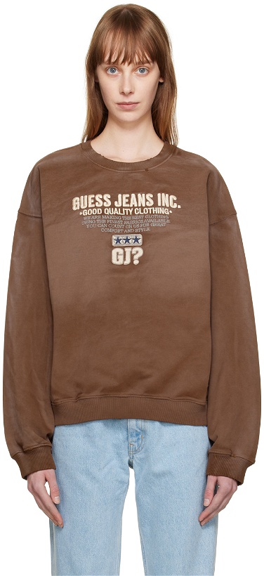 Photo: GUESS USA Brown Embroidered Sweatshirt