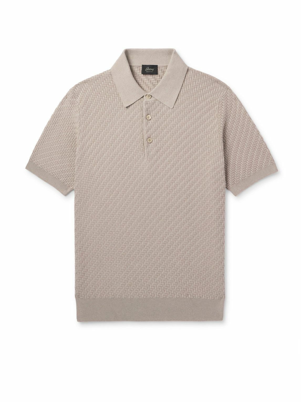 Brioni - Cotton, Silk and Cashmere-Blend Polo Shirt - Neutrals