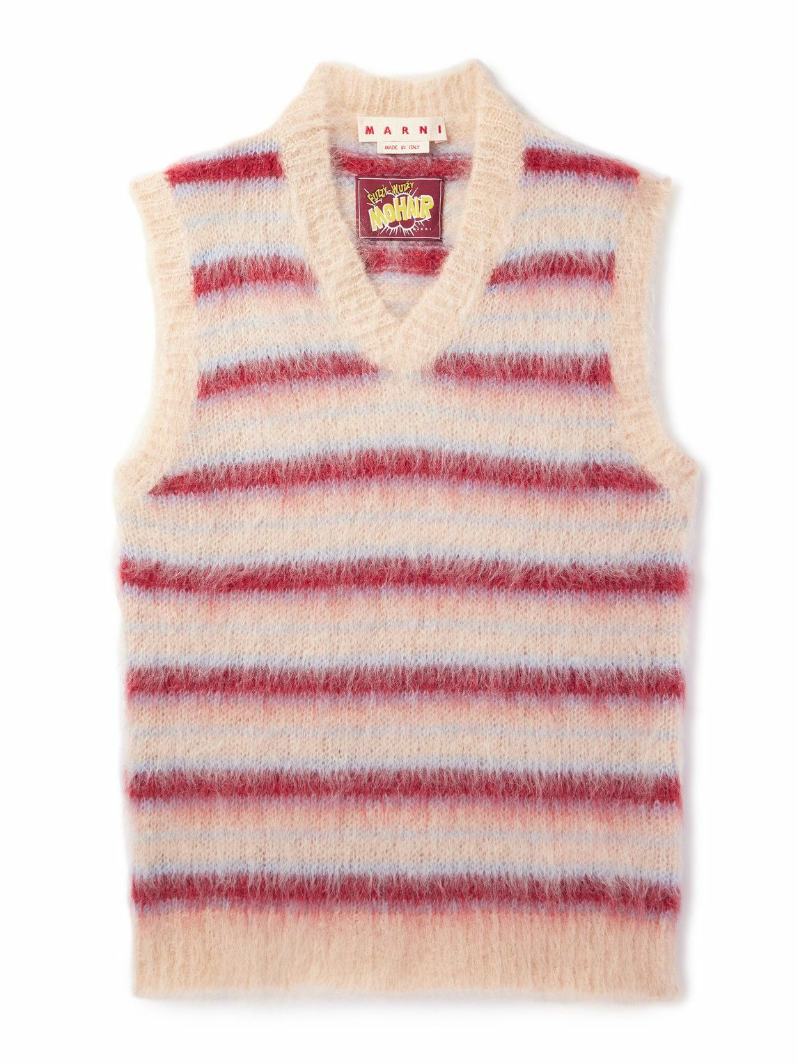 Marni - Brushed Striped Mohair-Blend Sweater Vest - Neutrals Marni - Brushed Striped Mohair-Blend Sweater Vest - Neutrals
