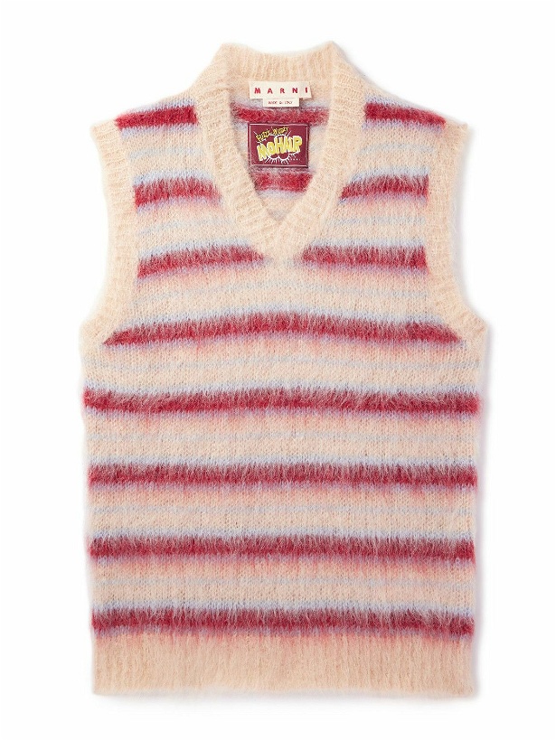 Photo: Marni - Brushed Striped Mohair-Blend Sweater Vest - Neutrals